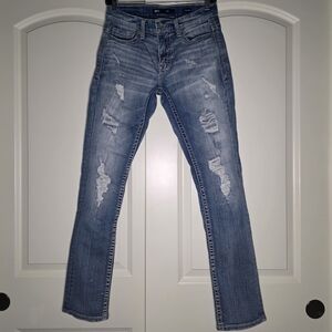 Buckle Men's BKE Alec 28x32 Distressed Slim Straight Blue Jeans